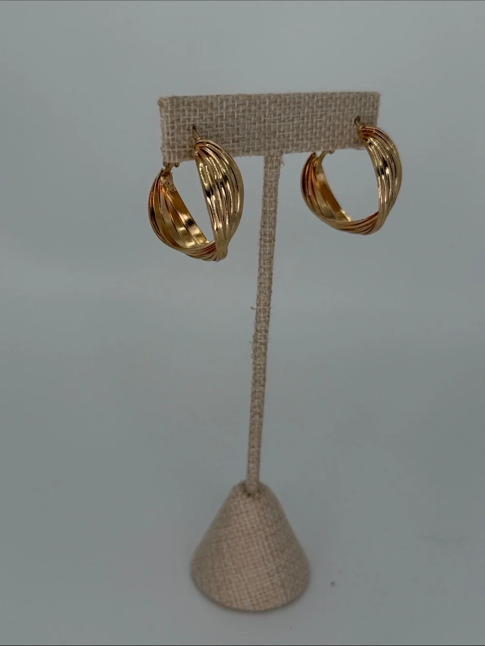 Polished Gold Twisted Hoop Earrings - Women Jewelry